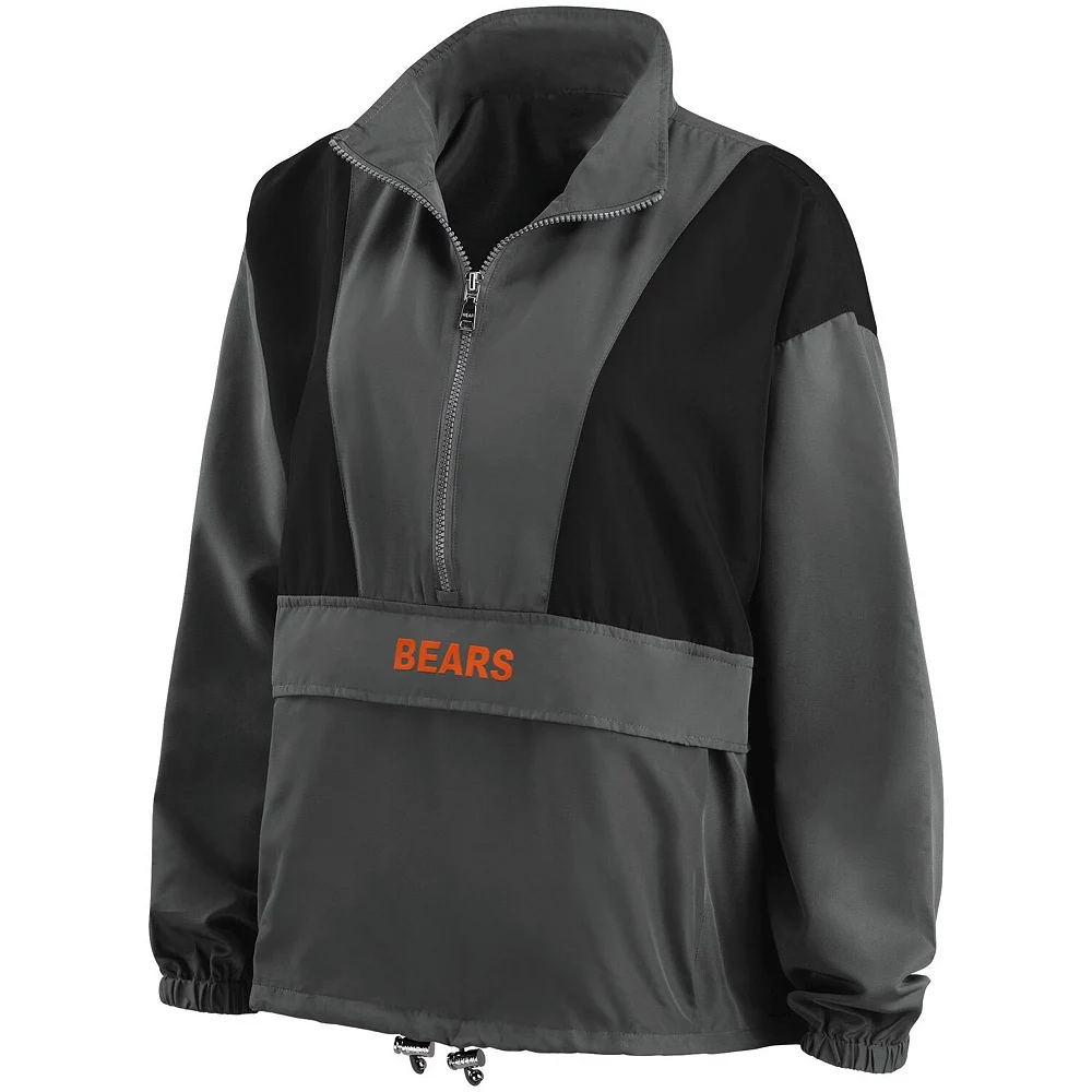 Women's WEAR by Erin Andrews Charcoal Chicago Bears Popover Packable Half-Zip Jacket 4 Women's WEAR by Erin Andrews Charcoal Chicago Bears Popover Packable Half-Zip Jacket - Image 2