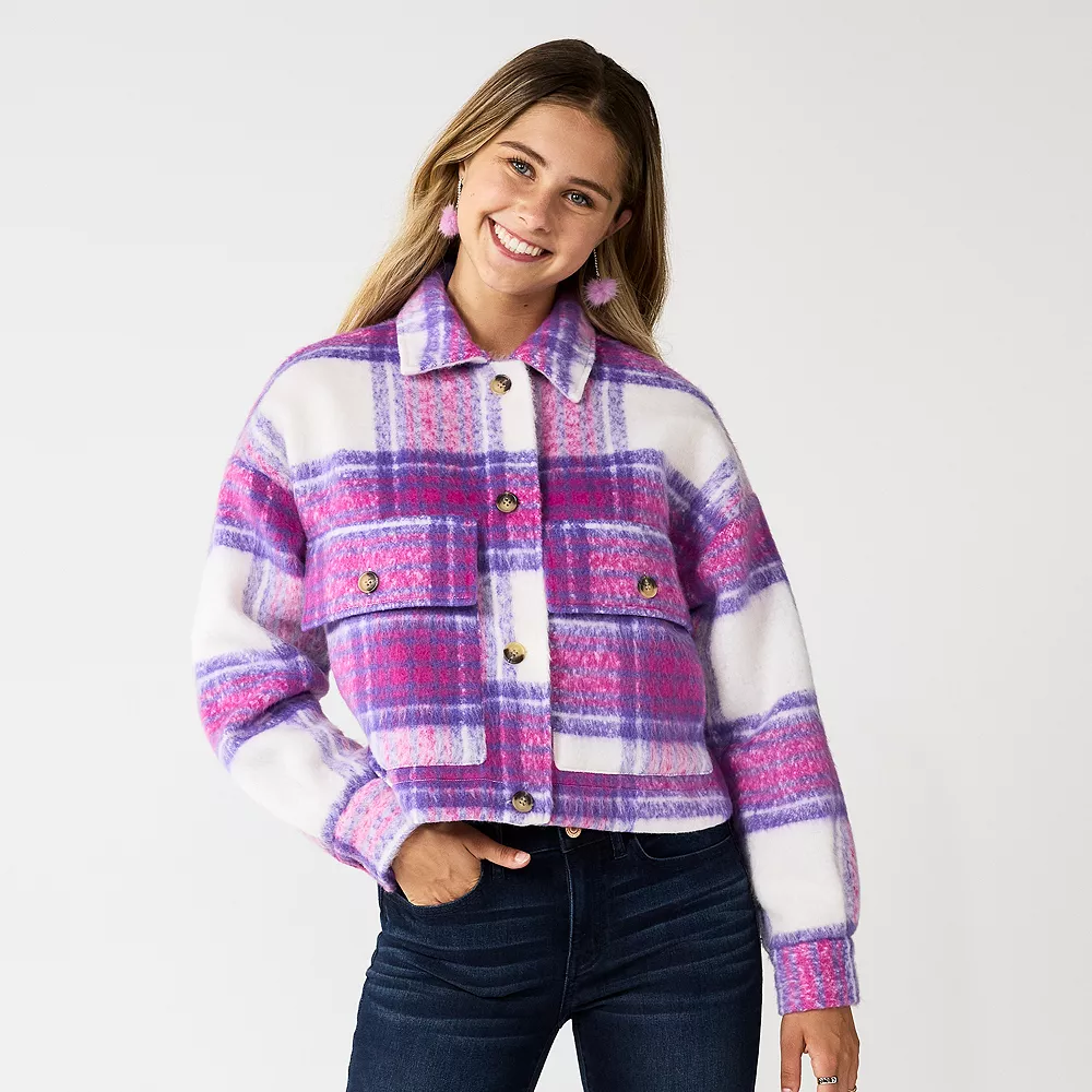 Juniors' SO® Cropped Shacket 5 Juniors' SO® Cropped Shacket - Image 3