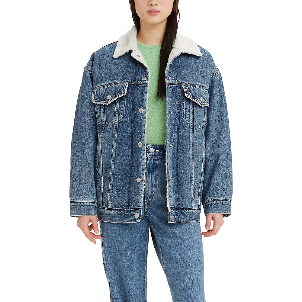 Women's Levi's® Baggy Trucker Sherpa Jean Jacket 3 Women's Levi's® Baggy Trucker Sherpa Jean Jacket