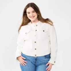 Alternative view of Plus Size DRAPER JAMES RSVP™ Ruffle Trim Denim Jacket