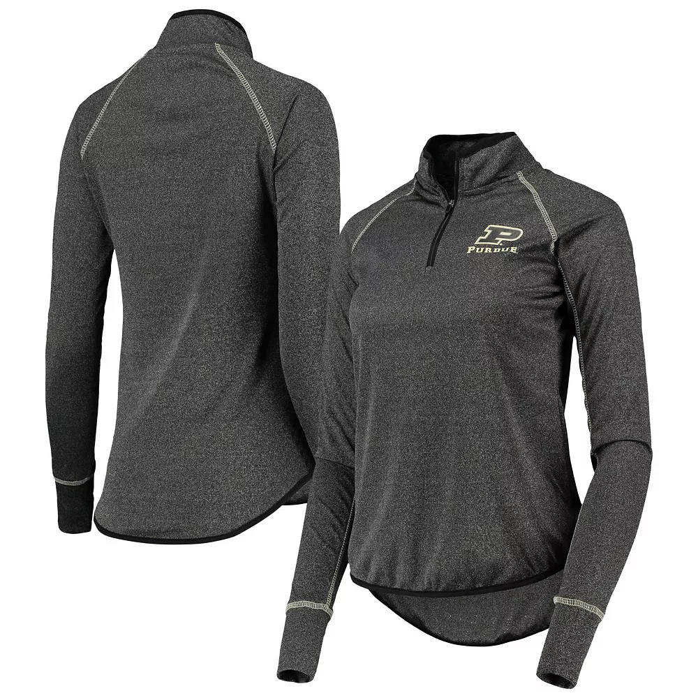 Women's Colosseum Black Purdue Boilermakers Stingray Raglan Quarter-Zip Top 4 Women's Colosseum Black Purdue Boilermakers Stingray Raglan Quarter-Zip Top - Image 2