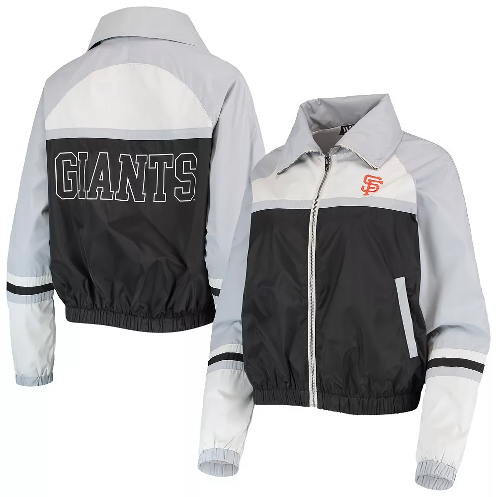 Women's The Wild Collective Black San Francisco Giants Colorblock Track Raglan Full-Zip Jacket 4 Women's The Wild Collective Black San Francisco Giants Colorblock Track Raglan Full-Zip Jacket - Image 2