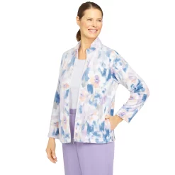 Plus Size Alfred Dunner Victoria Falls Funnelneck Long Sleeve Floral Print Jacket -Tennessee Titans Gear shop 5760453 ALT2