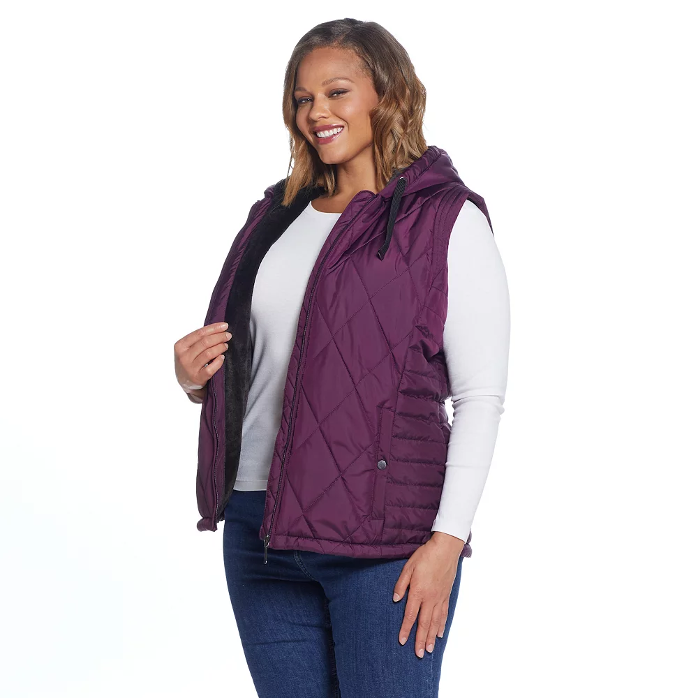 Plus Size Weathercast Hood Plush Lined Quilted Vest 8 Plus Size Weathercast Hood Plush Lined Quilted Vest - Image 6