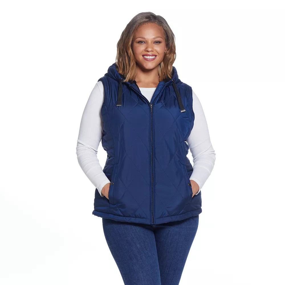 Plus Size Weathercast Hood Plush Lined Quilted Vest 3 Plus Size Weathercast Hood Plush Lined Quilted Vest