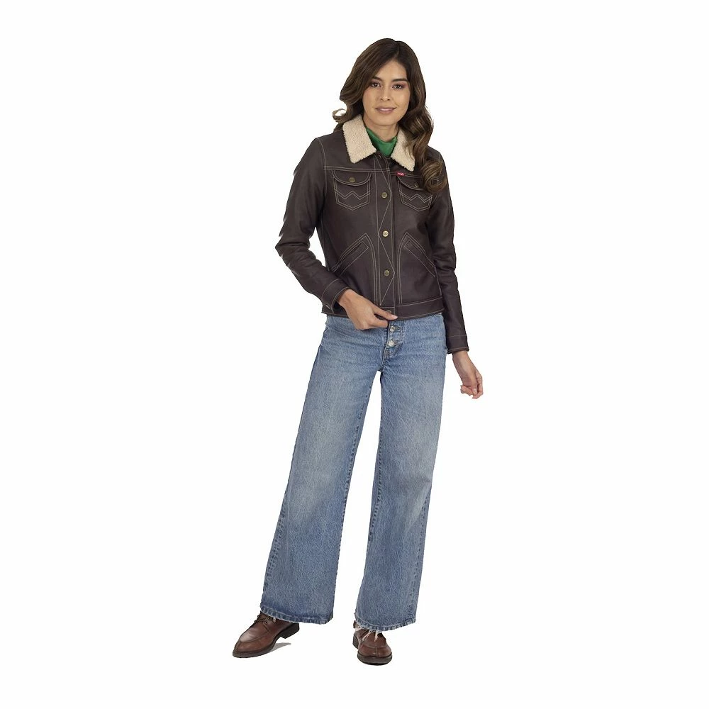 Women's Wrangler Sherpa-Lined Faux-Leather Jacket 8 Women's Wrangler Sherpa-Lined Faux-Leather Jacket - Image 6