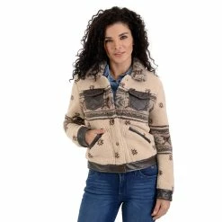 Women's Wrangler Print Crop Faux-Shearling Jacket