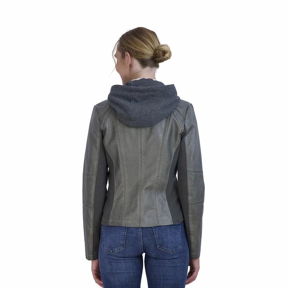 Women's Sebby Collection Fleece Trim Faux-Leather Jacket 5 Women's Sebby Collection Fleece Trim Faux-Leather Jacket - Image 3