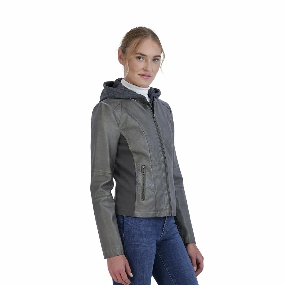 Women's Sebby Collection Fleece Trim Faux-Leather Jacket 6 Women's Sebby Collection Fleece Trim Faux-Leather Jacket - Image 4