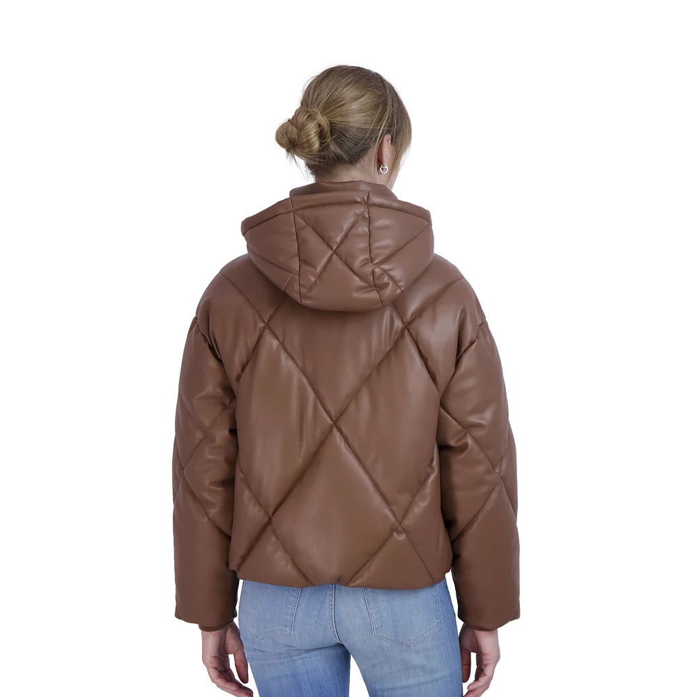 Women's Sebby Collection Faux-Leather Puffer Jacket 6 Women's Sebby Collection Faux-Leather Puffer Jacket - Image 4