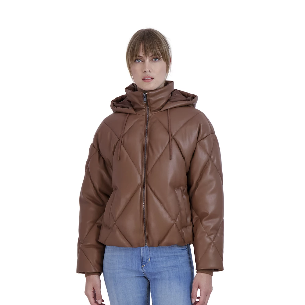Women's Sebby Collection Faux-Leather Puffer Jacket 4 Women's Sebby Collection Faux-Leather Puffer Jacket - Image 2