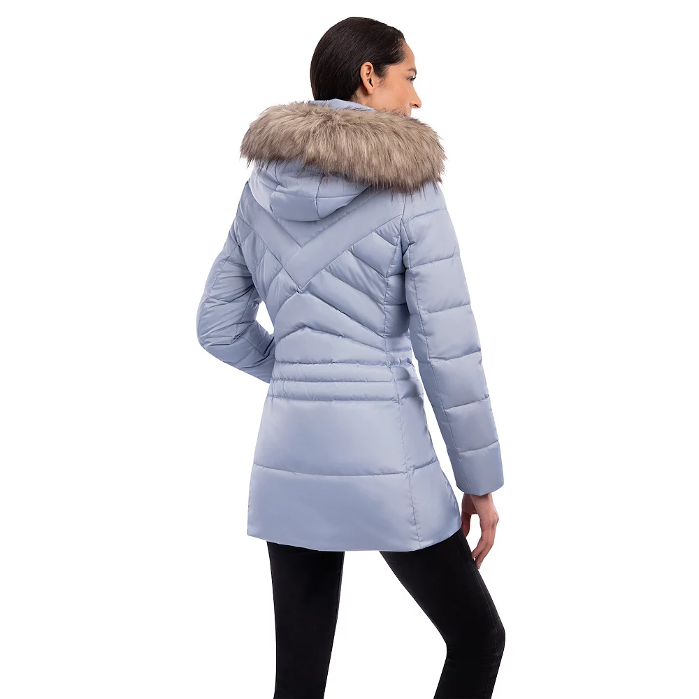 Women's London Fog Faux-Fur Hood Snap-Front Puffer Jacket 5 Women's London Fog Faux-Fur Hood Snap-Front Puffer Jacket - Image 3