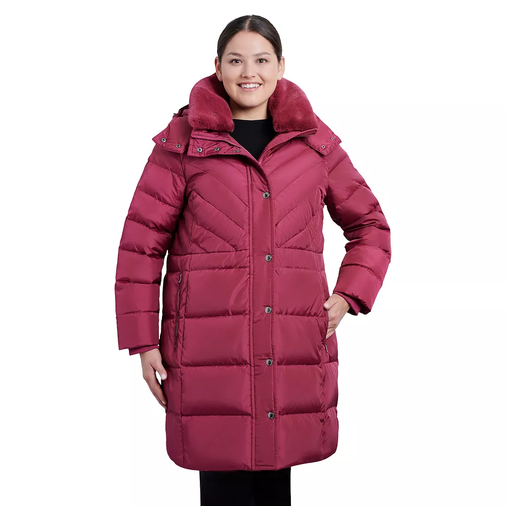 Plus Size London Fog Faux-Fur Collar Down Puffer Jacket 3 Plus Size London Fog Faux-Fur Collar Down Puffer Jacket