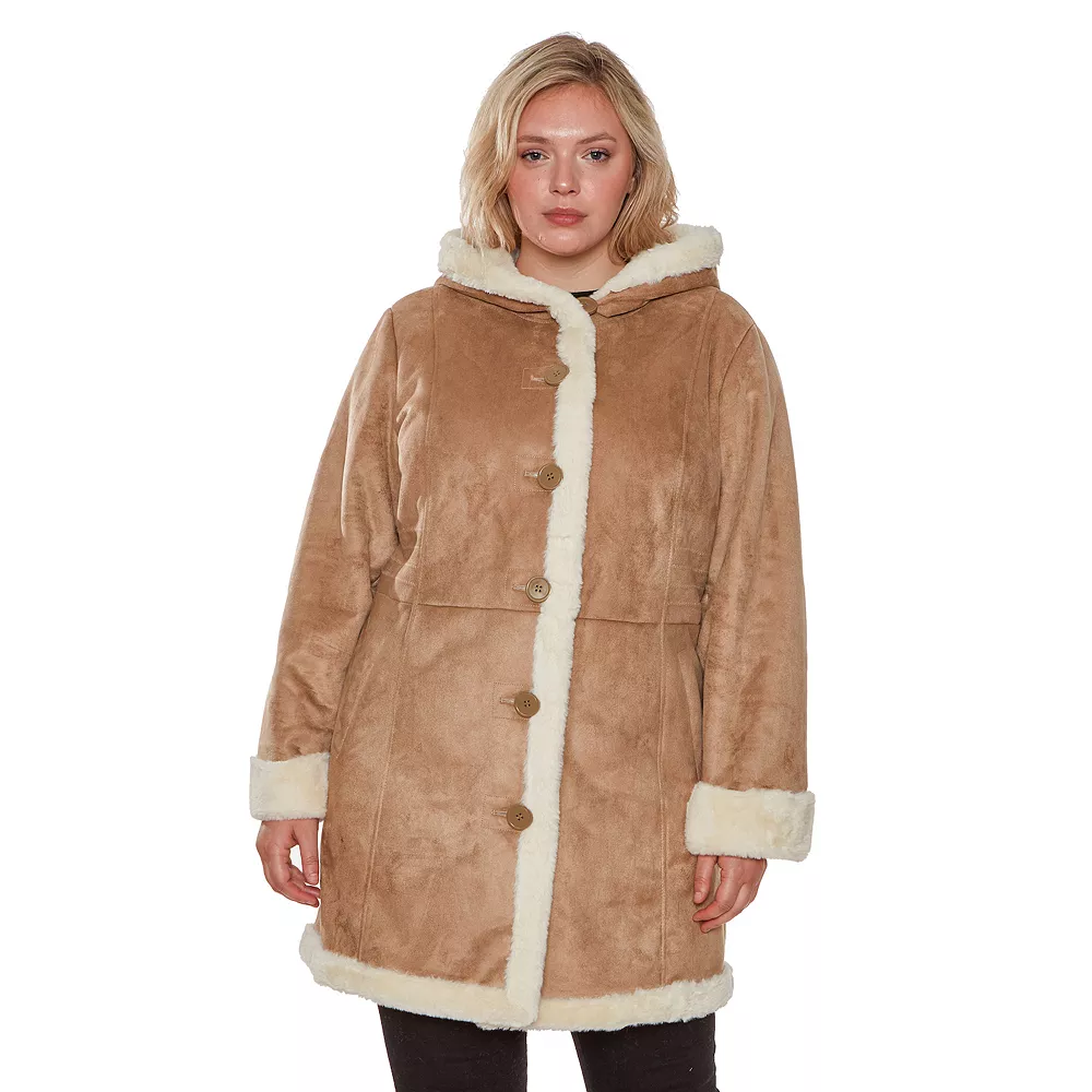 Plus Size d.e.t.a.i.l.s Faux-Fur Trim Faux-Shearling Coat 3 Plus Size d.e.t.a.i.l.s Faux-Fur Trim Faux-Shearling Coat