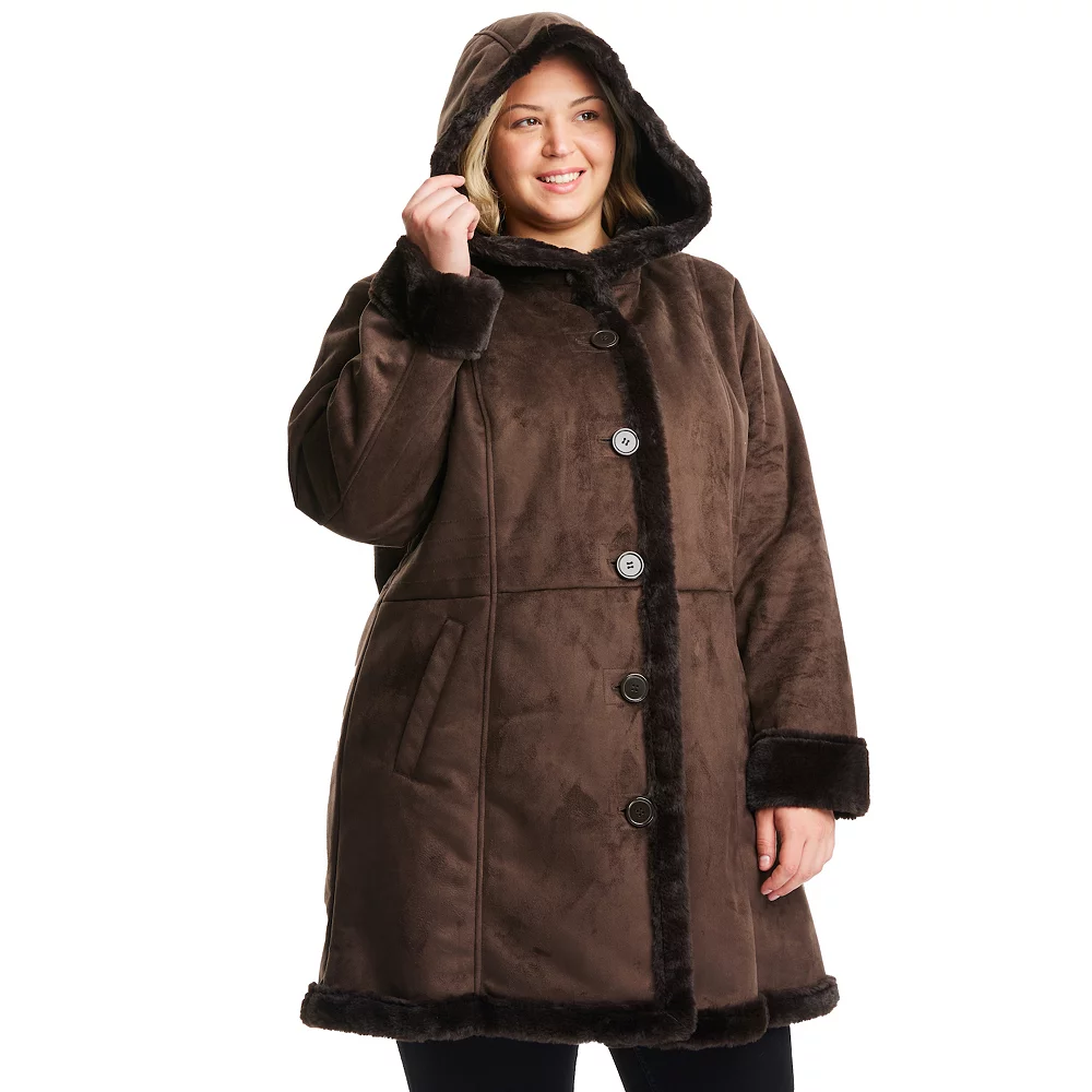 Plus Size d.e.t.a.i.l.s Faux-Fur Trim Faux-Shearling Coat 4 Plus Size d.e.t.a.i.l.s Faux-Fur Trim Faux-Shearling Coat - Image 2