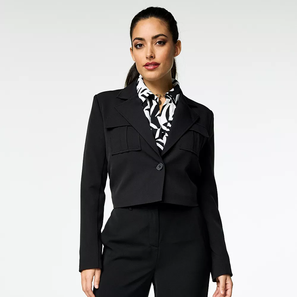 Women's INTEMPO™ Cropped Utility Twill Blazer 4 Women's INTEMPO™ Cropped Utility Twill Blazer - Image 2
