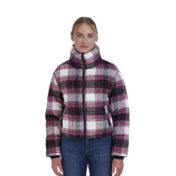 Alternative view of Juniors' Sebby Plaid Faux-Wool Puffer Jacket
