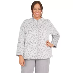 Plus Size Alfred Dunner Leopard Funnelneck Long Sleeve Jacket