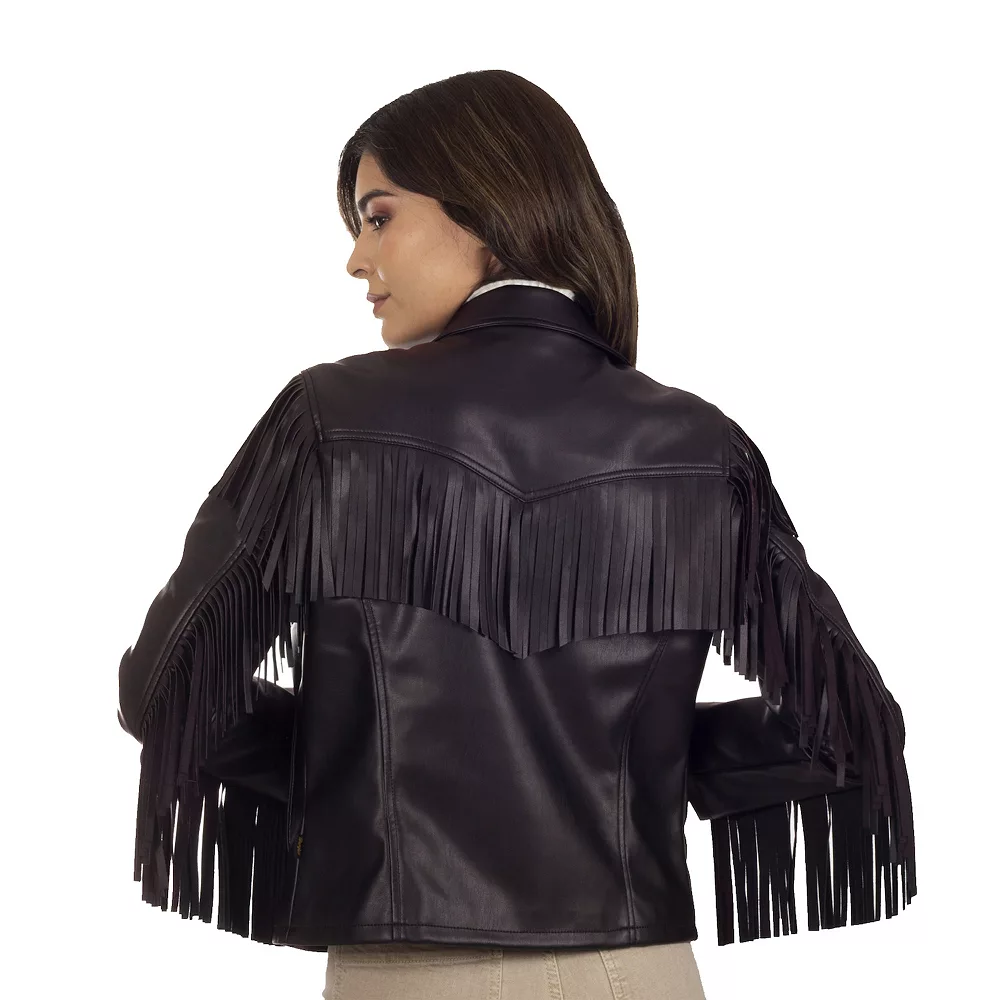 Women's Wrangler Fringed Faux-Leather Jacket 5 Women's Wrangler Fringed Faux-Leather Jacket - Image 3