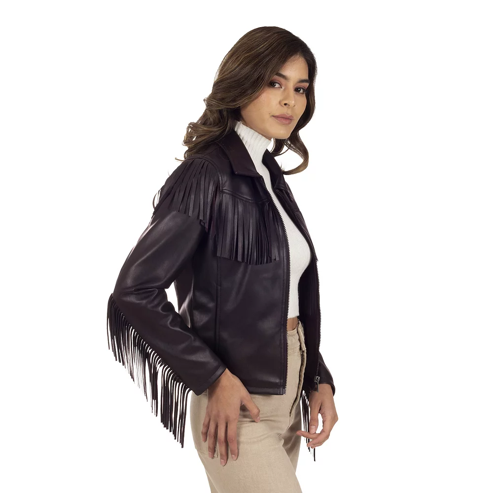 Women's Wrangler Fringed Faux-Leather Jacket 6 Women's Wrangler Fringed Faux-Leather Jacket - Image 4