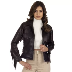 Women's Wrangler Fringed Faux-Leather Jacket
