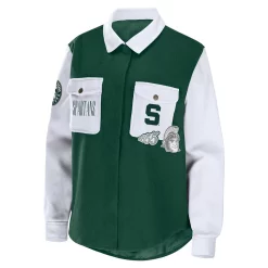 Women's WEAR by Erin Andrews Hunter Green Michigan State Spartans Button-Up Shirt Jacket 7 Women's WEAR by Erin Andrews Hunter Green Michigan State Spartans Button-Up Shirt Jacket -Tennessee Titans Gear shop 5953080 ALT2