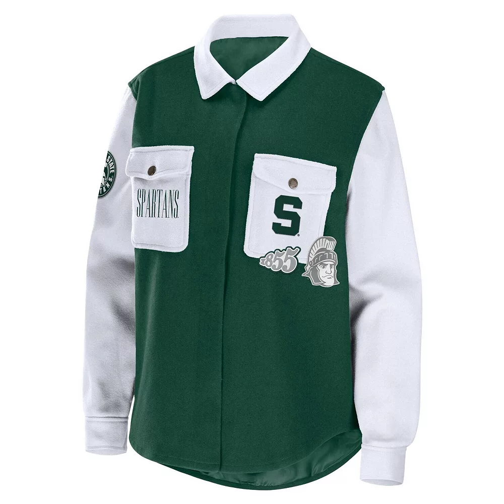Women's WEAR by Erin Andrews Hunter Green Michigan State Spartans Button-Up Shirt Jacket 5 Women's WEAR by Erin Andrews Hunter Green Michigan State Spartans Button-Up Shirt Jacket - Image 3