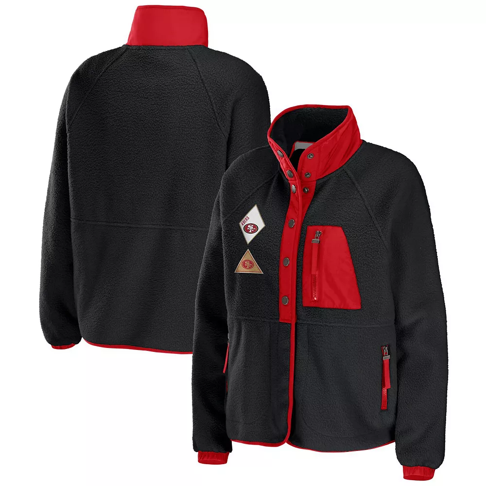Women's WEAR by Erin Andrews Black San Francisco 49ers Polar Fleece Raglan Full-Snap Jacket 4 Women's WEAR by Erin Andrews Black San Francisco 49ers Polar Fleece Raglan Full-Snap Jacket - Image 2