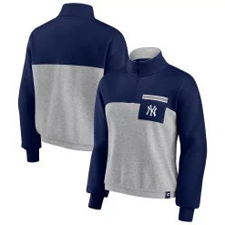 Women's Fanatics Branded Navy/Heather Gray New York Yankees Iconic Cinch Waist Quarter-Zip Top 6 Women's Fanatics Branded Navy/Heather Gray New York Yankees Iconic Cinch Waist Quarter-Zip Top -Tennessee Titans Gear shop 5994871 ALT