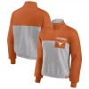Women's Fanatics Branded Texas Orange/Heathered Gray Texas Longhorns Sideline to Sideline Colorblock Quarter-Zip Jacket 2 Women's Fanatics Branded Texas Orange/Heathered Gray Texas Longhorns Sideline to Sideline Colorblock Quarter-Zip Jacket -Tennessee Titans Gear shop 6001460