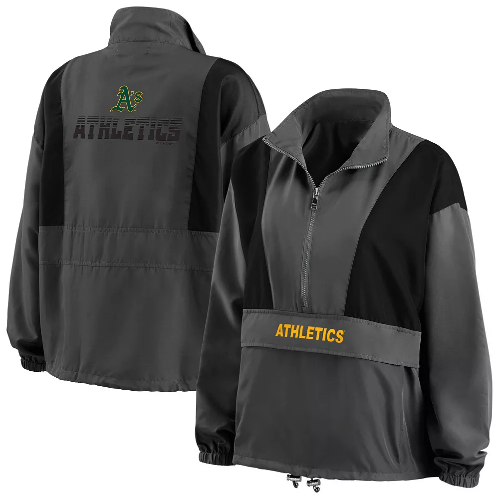 Women's WEAR by Erin Andrews Charcoal Oakland Athletics Packable Half-Zip Jacket 4 Women's WEAR by Erin Andrews Charcoal Oakland Athletics Packable Half-Zip Jacket - Image 2