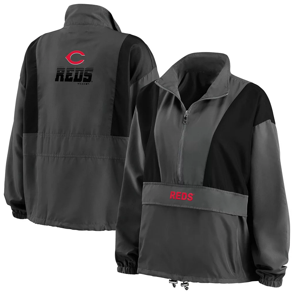 Women's WEAR by Erin Andrews Charcoal Cincinnati Reds Packable Half-Zip Jacket 3 Women's WEAR by Erin Andrews Charcoal Cincinnati Reds Packable Half-Zip Jacket