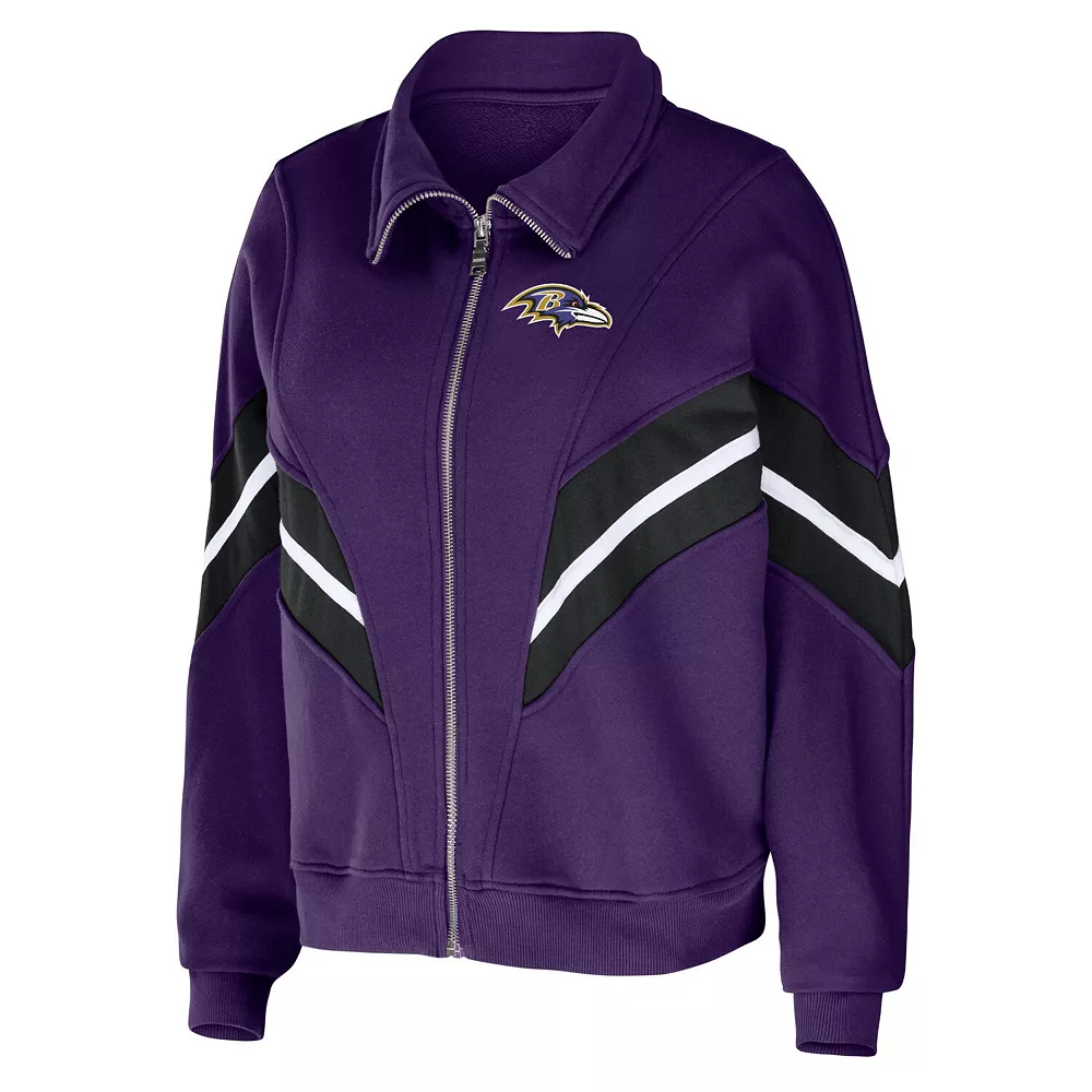 Women's WEAR by Erin Andrews Purple Baltimore Ravens Plus Size Yarn Dye Stripe Full-Zip Jacket 5 Women's WEAR by Erin Andrews Purple Baltimore Ravens Plus Size Yarn Dye Stripe Full-Zip Jacket - Image 3