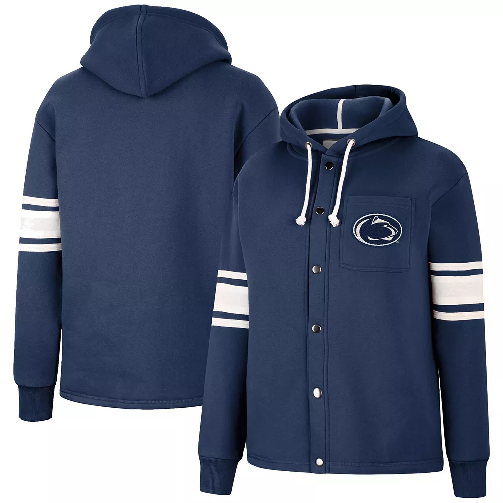 Women's Colosseum Navy Penn State Nittany Lions Mia Striped Full-Snap Hoodie Jacket 3 Women's Colosseum Navy Penn State Nittany Lions Mia Striped Full-Snap Hoodie Jacket