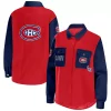 Women's WEAR by Erin Andrews Red/Navy Montreal Canadiens Colorblock Button-Up Shirt Jacket 1 Women's WEAR by Erin Andrews Red/Navy Montreal Canadiens Colorblock Button-Up Shirt Jacket -Tennessee Titans Gear shop 6026323
