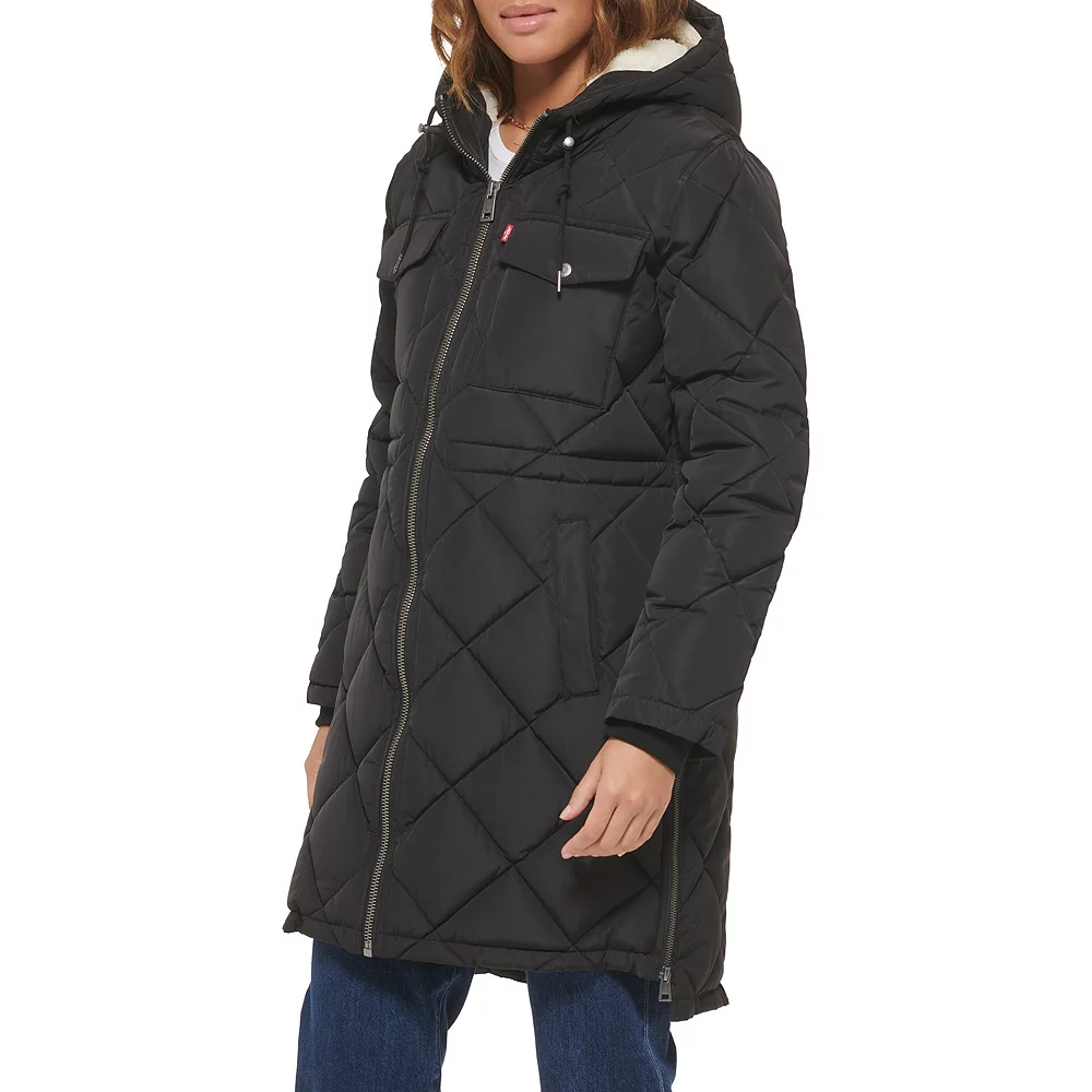 Women's Levi's® Diamond Quilted Parka Coat 5 Women's Levi's® Diamond Quilted Parka Coat - Image 3
