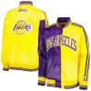 Women's Starter Purple/Gold Los Angeles Lakers Split Colorblock Satin Full-Snap Varsity Jacket 1 Women's Starter Purple/Gold Los Angeles Lakers Split Colorblock Satin Full-Snap Varsity Jacket -Tennessee Titans Gear shop 6064373