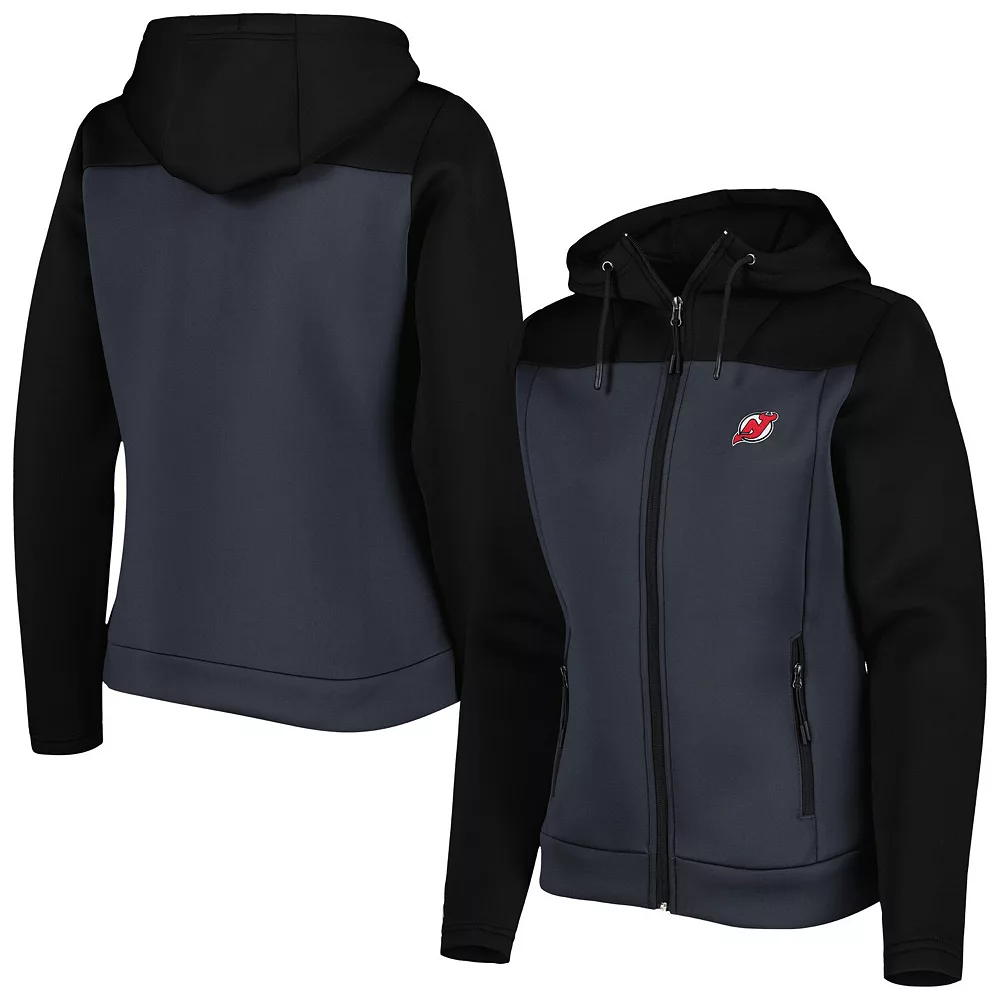 Women's Antigua Black/Gray New Jersey Devils Protect Full-Zip Jacket 3 Women's Antigua Black/Gray New Jersey Devils Protect Full-Zip Jacket