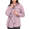 Women's Coffee Shop Belted Faux Wool Shacket -Tennessee Titans Gear shop 6123164 Lavender