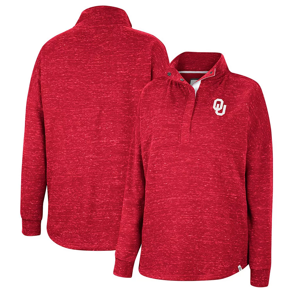 Women's Colosseum Crimson Oklahoma Sooners Natalie Speckled Quarter-Snap Top 3 Women's Colosseum Crimson Oklahoma Sooners Natalie Speckled Quarter-Snap Top