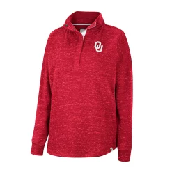 Women's Colosseum Crimson Oklahoma Sooners Natalie Speckled Quarter-Snap Top 7 Women's Colosseum Crimson Oklahoma Sooners Natalie Speckled Quarter-Snap Top -Tennessee Titans Gear shop 6127108 ALT2