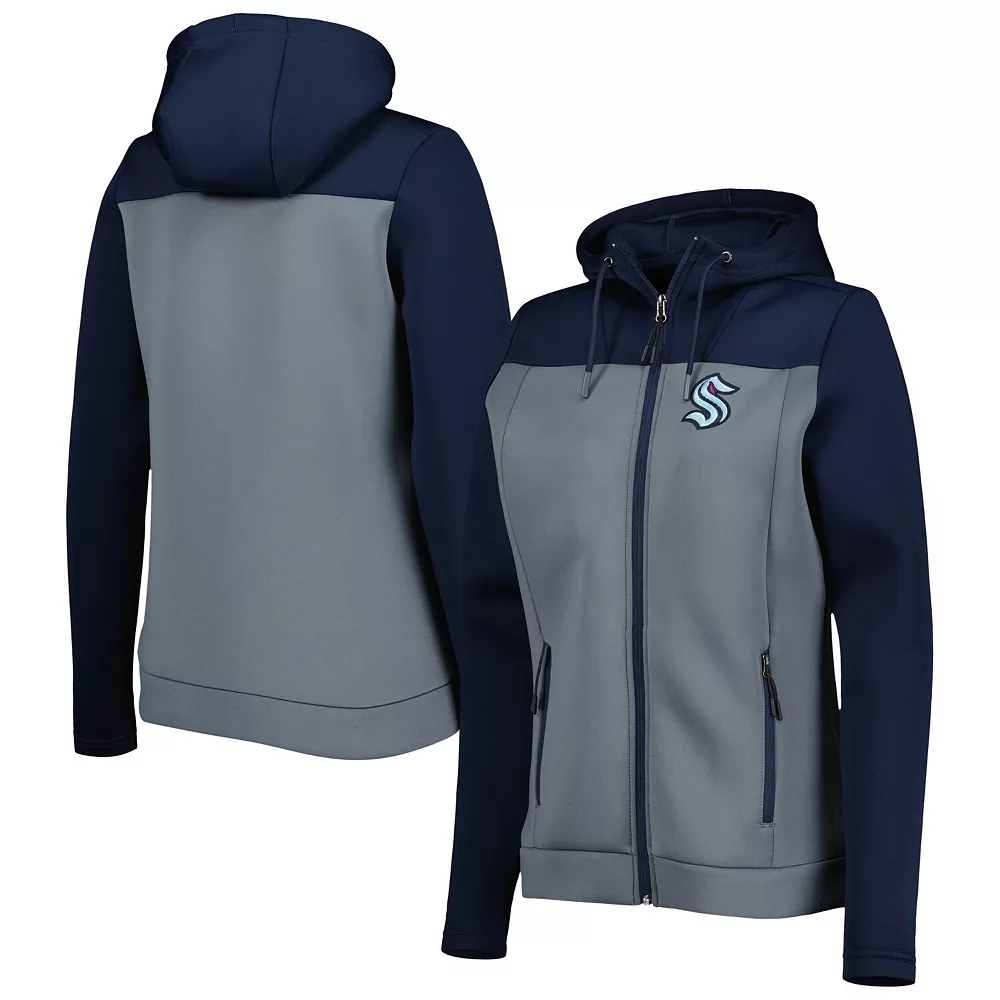 Women's Antigua Deep Sea Blue/Gray Seattle Kraken Protect Full-Zip Jacket 3 Women's Antigua Deep Sea Blue/Gray Seattle Kraken Protect Full-Zip Jacket
