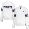 Women's Starter White New England Patriots Line Up Satin Full-Snap Varsity Jacket 1 Women's Starter White New England Patriots Line Up Satin Full-Snap Varsity Jacket -Tennessee Titans Gear shop 6156326