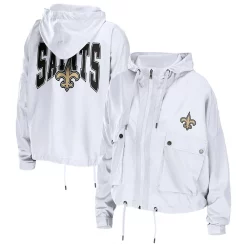 Women's WEAR by Erin Andrews White New Orleans Saints Logo Full-Zip Hoodie