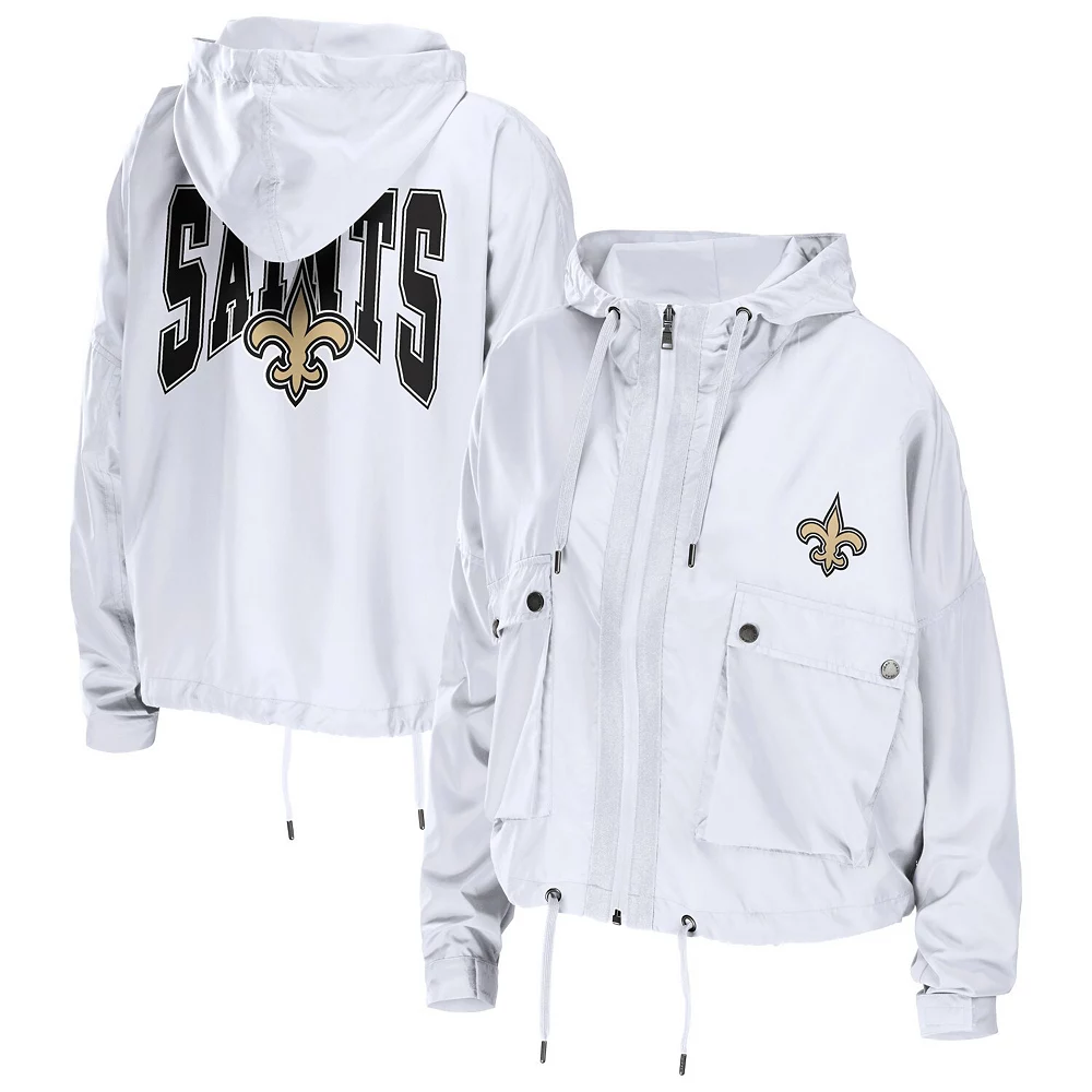 Women's WEAR by Erin Andrews White New Orleans Saints Logo Full-Zip Hoodie 4 Women's WEAR by Erin Andrews White New Orleans Saints Logo Full-Zip Hoodie - Image 2