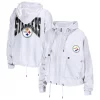 Women's WEAR by Erin Andrews White Pittsburgh Steelers Logo Full-Zip Hoodie -Tennessee Titans Gear shop 6187466