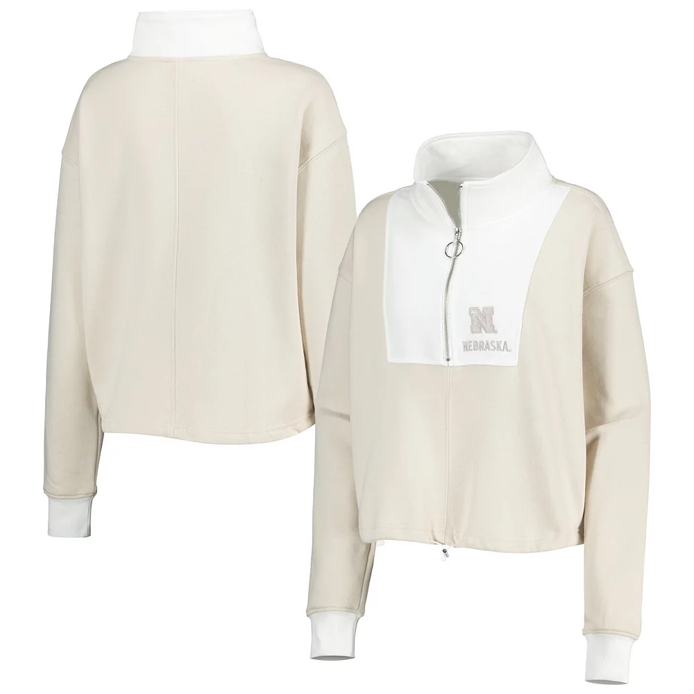 Women's Gameday Couture Tan/White Nebraska Huskers Color-Block Quarter-Zip Jacket 4 Women's Gameday Couture Tan/White Nebraska Huskers Color-Block Quarter-Zip Jacket - Image 2