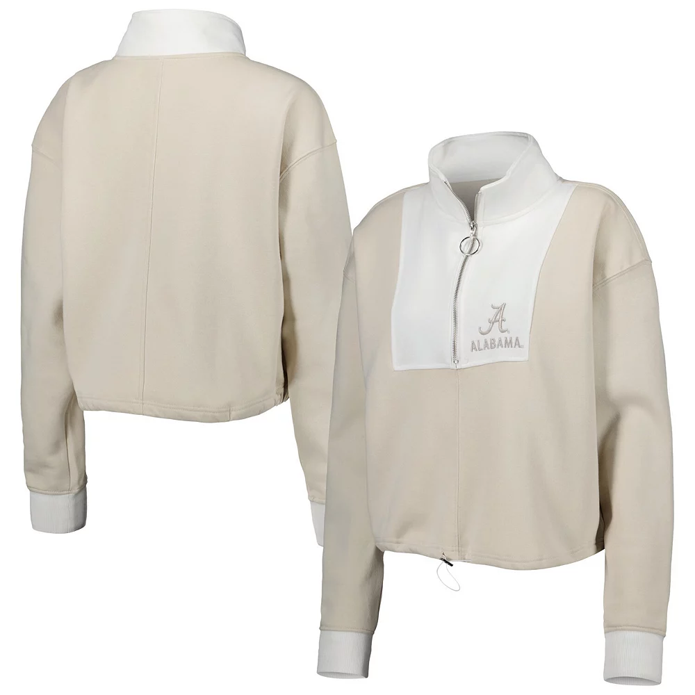 Women's Gameday Couture Tan/White Alabama Crimson Tide Color-Block Quarter-Zip Jacket 4 Women's Gameday Couture Tan/White Alabama Crimson Tide Color-Block Quarter-Zip Jacket - Image 2