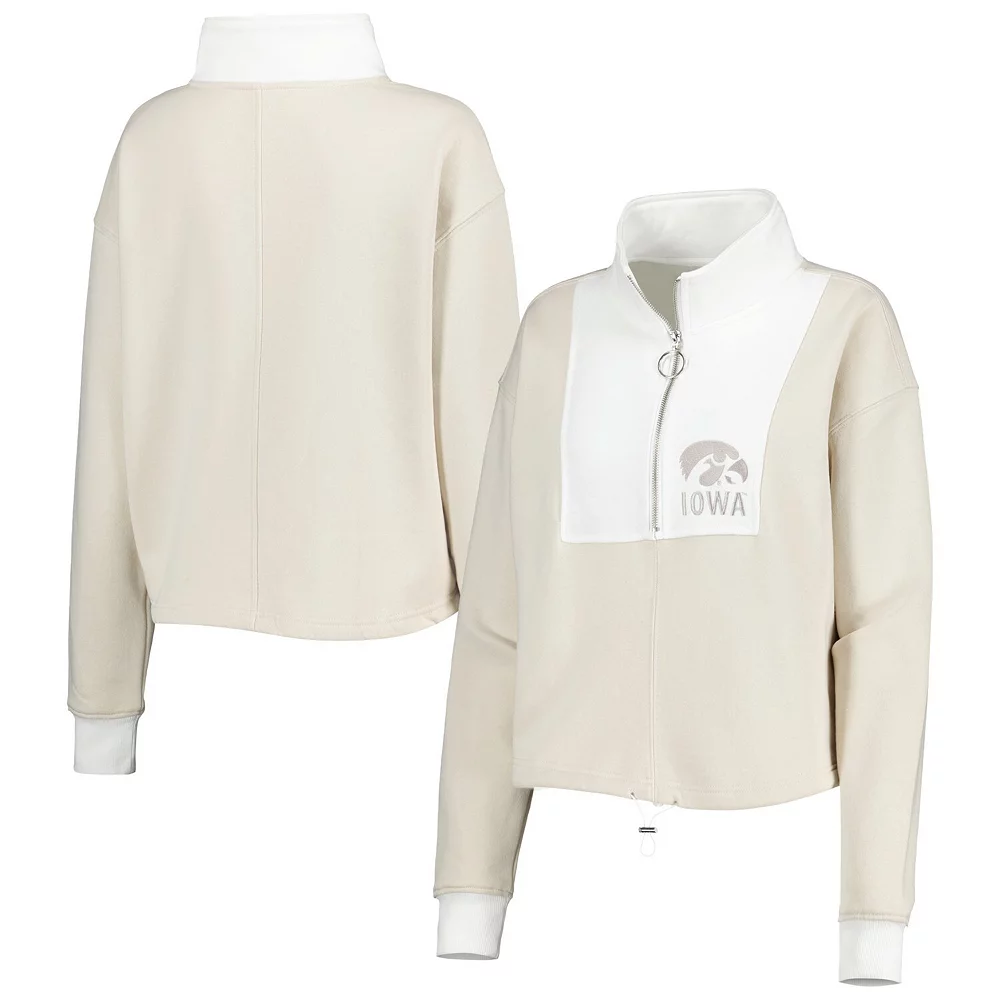 Women's Gameday Couture Tan/White Iowa Hawkeyes Color-Block Quarter-Zip Jacket 4 Women's Gameday Couture Tan/White Iowa Hawkeyes Color-Block Quarter-Zip Jacket - Image 2
